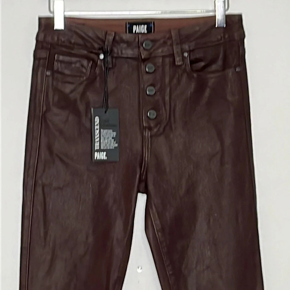 Paige Hoxton Ultra Skinny Luxe Coated Jeans in Chicory Coffee - NWT - Size 28 - Picture 4 of 13